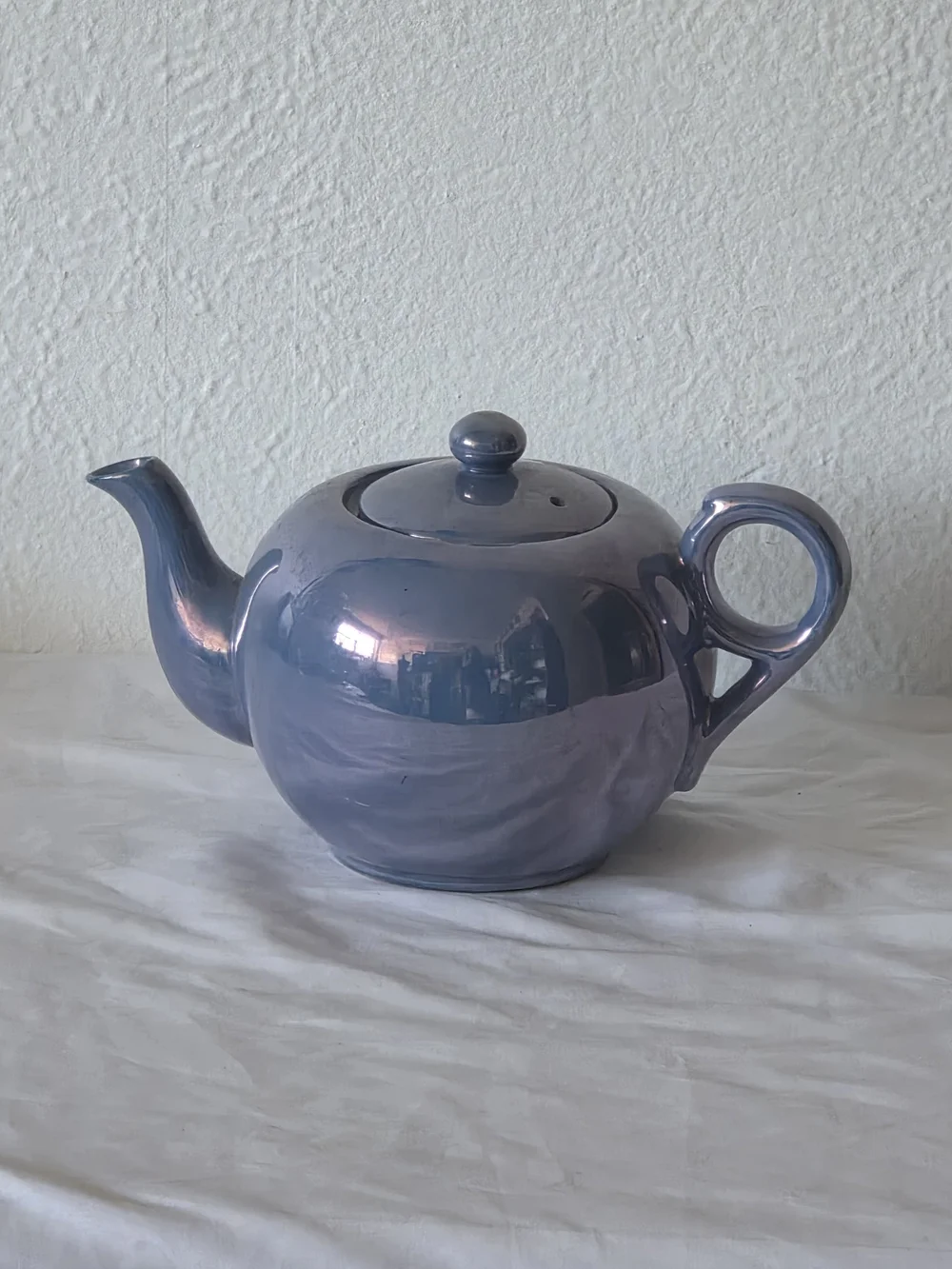 Vintage Iridescent Blue Lusterware Teapot